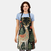 ミッドナイトフォレストクリスマスディアー エプロン (着用した状態)