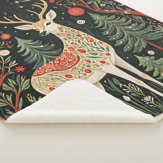 ミッドナイトフォレストクリスマスディアー シェルパブランケット (3/4)