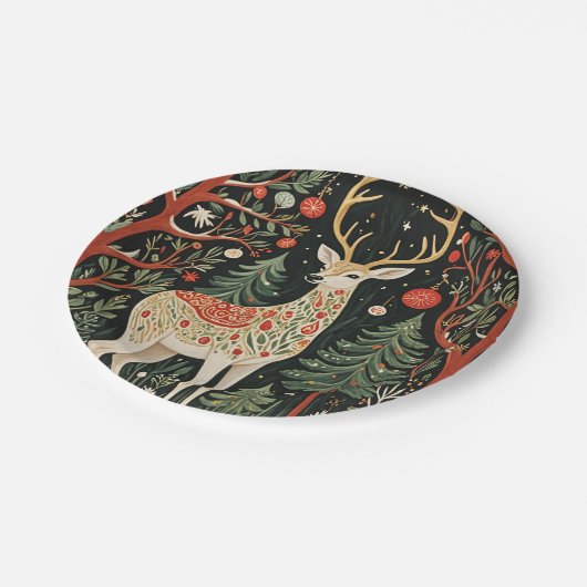 ミッドナイトフォレストクリスマスディアー ペーパープレート (アングル)