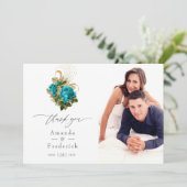 ミッドナイトフォレストファンタジーターコイズと金ゴールド結婚ズ サンキューカード (スタンド正面)