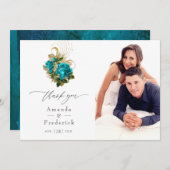 ミッドナイトフォレストファンタジーターコイズと金ゴールド結婚ズ サンキューカード (正面/裏面)