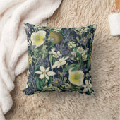 ミッドナイトフローラヴィンテージ植物学装飾用クッション クッション (ブランケット)