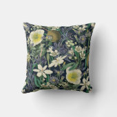 ミッドナイトフローラヴィンテージ植物学装飾用クッション クッション (裏面)