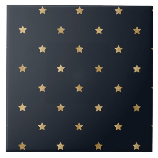 ミッドナイトブラックの黄金の星 タイル (正面)