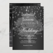 ミッドナイトブラックアンダーザスターズ結婚式招待状 招待状 (正面/裏面)