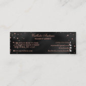 ミッドナイトブラックバラ金ゴールドシルクグリッター紙吹雪 スキニー名刺 (裏面)