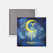 ミッドナイトブルーとイエロー名前をカスタムするアリーマグネット マグネット (正面/裏面)