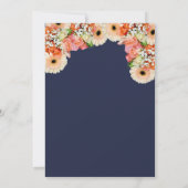 ミッドナイトブルーとオレンジの花のウェディング 招待状 (裏面)
