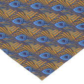 ミッドナイトブルーとオレンジピーコックの羽毛パターン ショートテーブルランナー (コーナー)