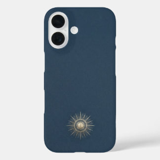 ミッドナイトブルーとシャンパンゴールドのセレスタルサンラグジュアリー iPhone 16ケース