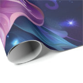 ミッドナイトブルーとピンクの花 ラッピングペーパー (ロールコーナー)