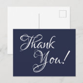 ミッドナイトブルーとホワイト書道ありがとう ポストカード (正面/裏面)