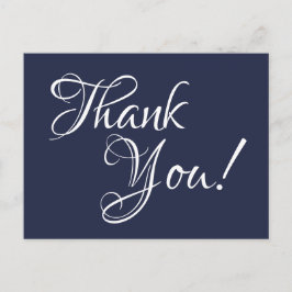 ミッドナイトブルーとホワイト書道ありがとう ポストカード