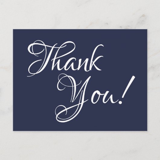 ミッドナイトブルーとホワイト書道ありがとう ポストカード (正面)