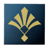 ミッドナイトブルーと金ゴールドアールデコ  タイル (正面)