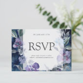 ミッドナイトブルーのアネモネ、結婚式の出欠確認 出欠カード (スタンド正面)