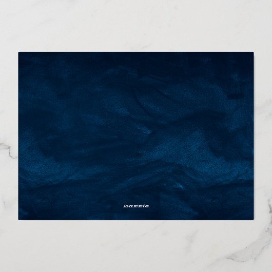 ミッドナイトブルーのエレガントなクリスマス&ニュイヤーチェアーズ 箔シーズンカード (裏面)