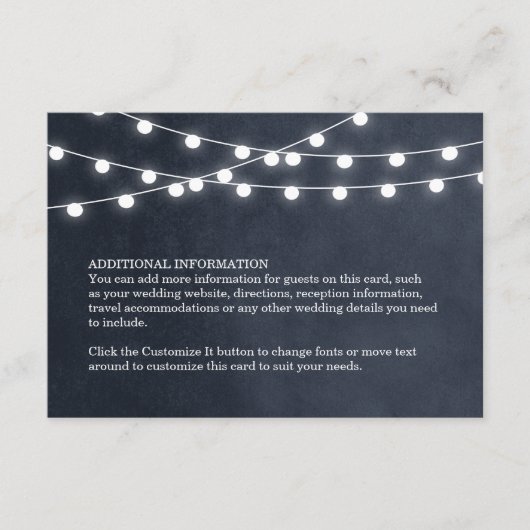 ミッドナイトブルーのストリングラ結婚イトの挿入カード エンクロージャーカード (正面)