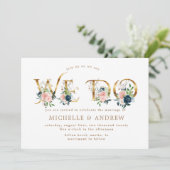 ミッドナイトブルーのフラワーウェディングコレクション 招待状 (スタンド正面)