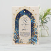 ミッドナイトブルーのムーンライトア結婚ーチ 招待状 (スタンド正面)