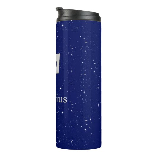 ミッドナイトブルーの射手座の〔占星術の〕十二宮図記号 タンブラー (回転右)