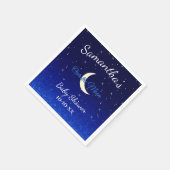 ミッドナイトブルーの月の赤ちゃんシャワー スタンダードカクテルナプキン (角)