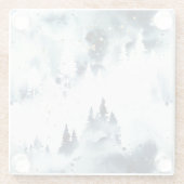 ミッドナイトブルーの森の水の色パターン ガラスコースター (裏面)