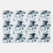 ミッドナイトブルーの森の水の色パターン キッチンタオル (横)