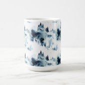 ミッドナイトブルーの森の水の色パターン コーヒーマグカップ (中央)