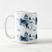 ミッドナイトブルーの森の水の色パターン コーヒーマグカップ (左)