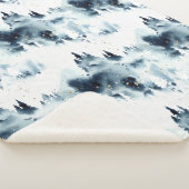 ミッドナイトブルーの森の水の色パターン シェルパブランケット (3/4)