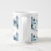 ミッドナイトブルーの森の水の色パターン ジャンボコーヒーマグカップ (裏面)