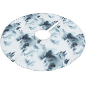 ミッドナイトブルーの森の水の色パターン ブラッシュドポリエステルツリースカート (アングル)