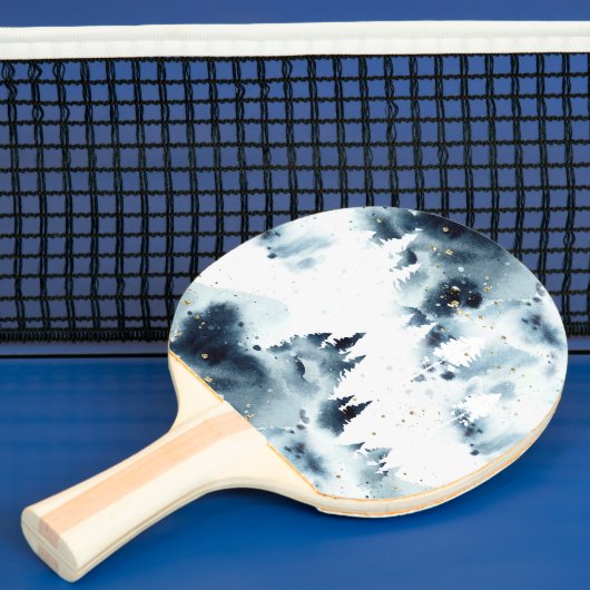 ミッドナイトブルーの森の水の色パターン 卓球ラケット (インサイチュ)