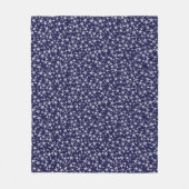 ミッドナイトブルーの白 |リノプリント星模様 フリースブランケット (正面)