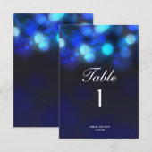 ミッドナイトブルーの空ボケウェディングテーブルナンバーカード 招待状 (正面/裏面)