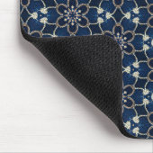 ミッドナイトブルーの花パターン マウスパッド (コーナー)