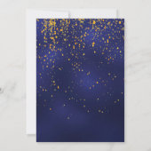 ミッドナイトブルーの金ゴールド枠の50th birthday party 招待状 (裏面)