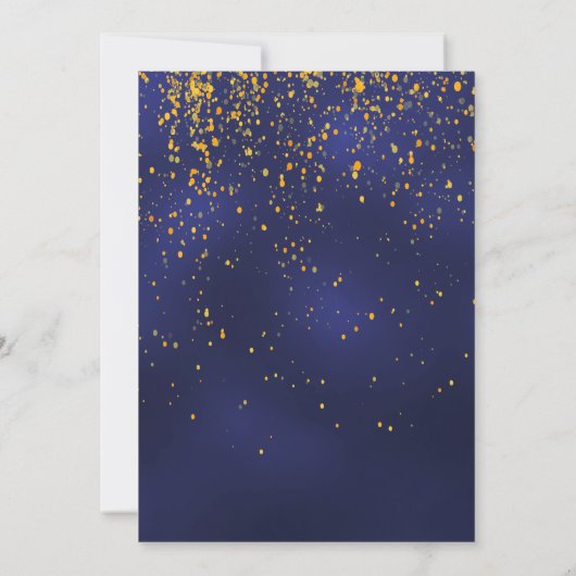 ミッドナイトブルーの金ゴールド枠の80th birthday party 招待状 (裏面)