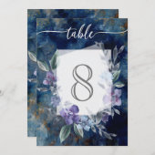 ミッドナイトブルーアネモネフローラ素朴美しい、 招待状 (正面/裏面)