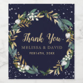 ミッドナイトブルーウィンターリースサンキューステッカー ワインラベル (シングルラベル)