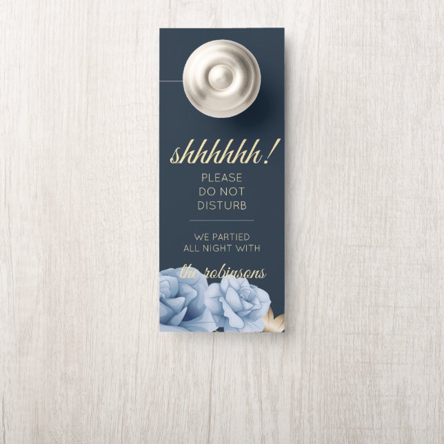 ミッドナイトブルーウェルカム/ドアハンガーを邪魔しない ドアノブサイン (ノブ)