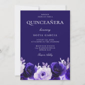 ミッドナイトブルーエレガントネイビーバラキンセアニェラパーティー 招待状 (正面)