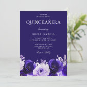 ミッドナイトブルーエレガントネイビーバラキンセアニェラパーティー 招待状 (スタンド正面)