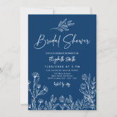 ミッドナイトブルーエレガントモダンシンプルブライダルシャワー 招待状 (正面)