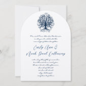 ミッドナイトブルーオープレンススワールツリ結婚ーズ 招待状 (正面)