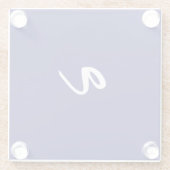 ミッドナイトブルーカラーミニマリストプレインモノグラム ガラスコースター (裏面)