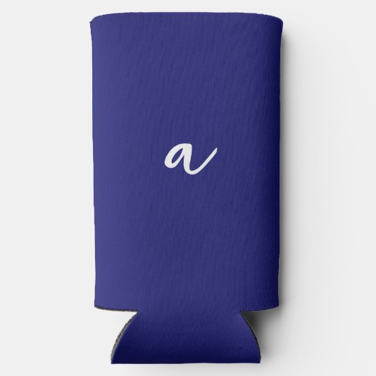 ミッドナイトブルーカラーミニマリストプレインモノグラム スリム缶クーラー (裏面)