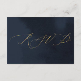 ミッドナイトブルーカリグラフィー結婚式招待状RSVP 招待状