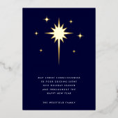 ミッドナイトブルークリスマスのベツレヘムの金ゴールドスター 箔シーズンカード (正面)